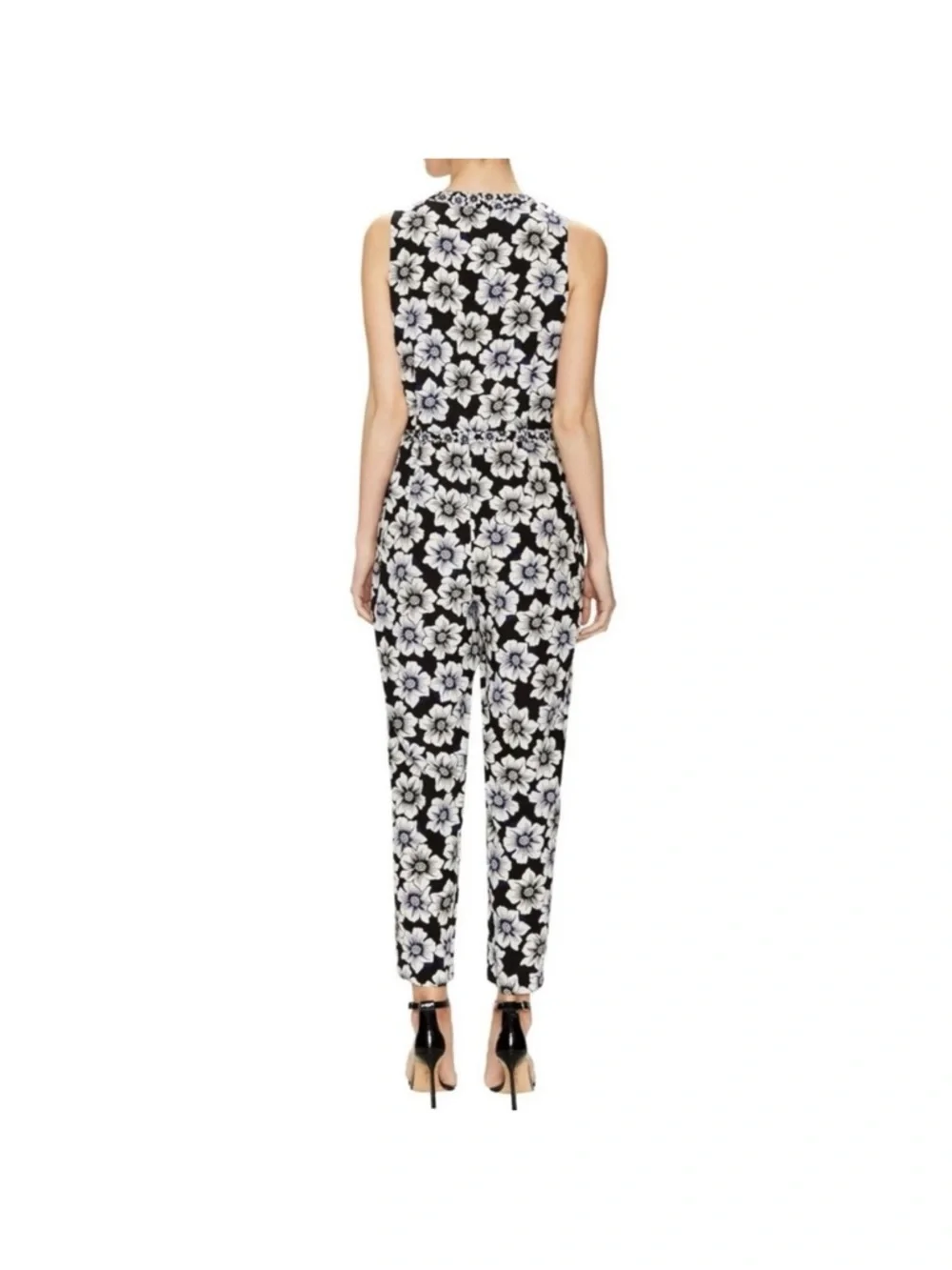 Kate Spade New York Hollyhock Silk Printed Jumpsuit Size XL Black Multi Silk